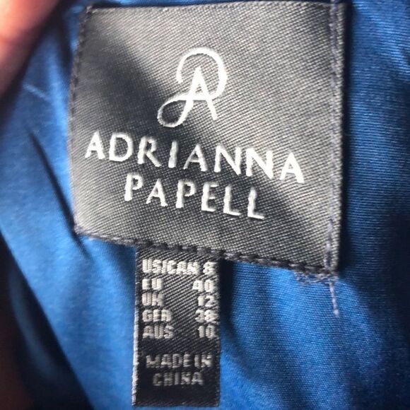 Mardigras gown Adrianna Papell one strap teal blue dress - Picture 6 of 13